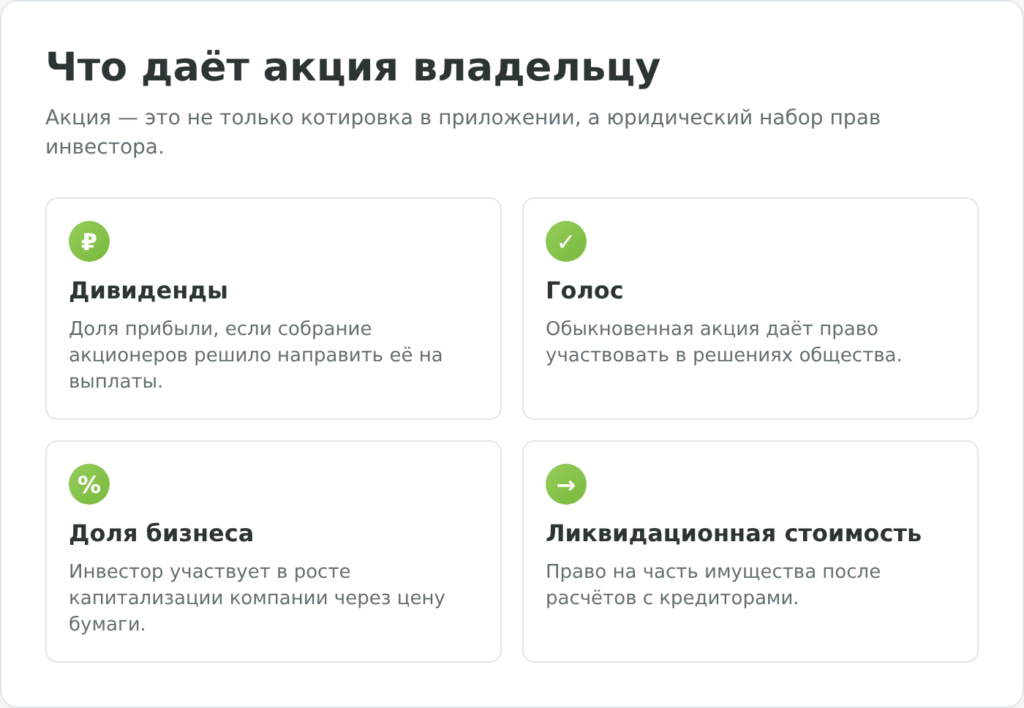 Что дает владельцу акция компании