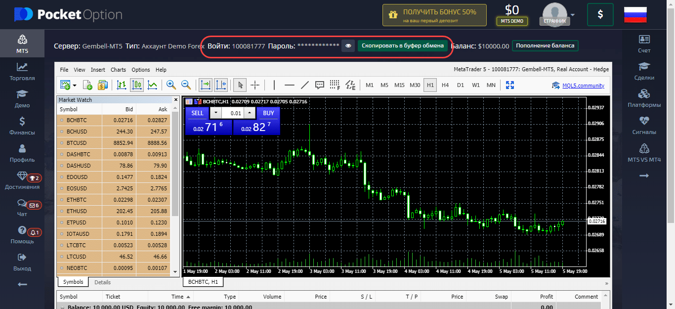торговля на форекс в pocket option