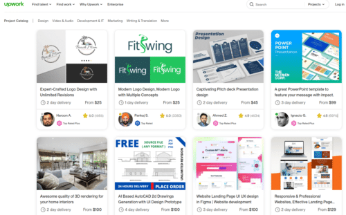каталог услуг на бирже Upwork