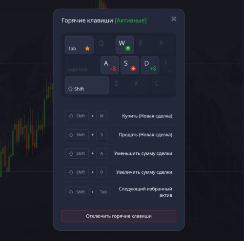 Функция горячих клавиш (Hotkeys)