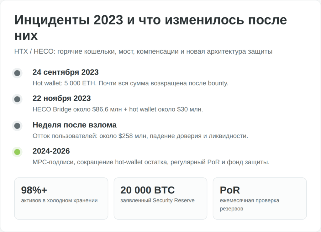 Таймлайн хаков HTX и HECO Bridge в 2023 году и последующих мер безопасности