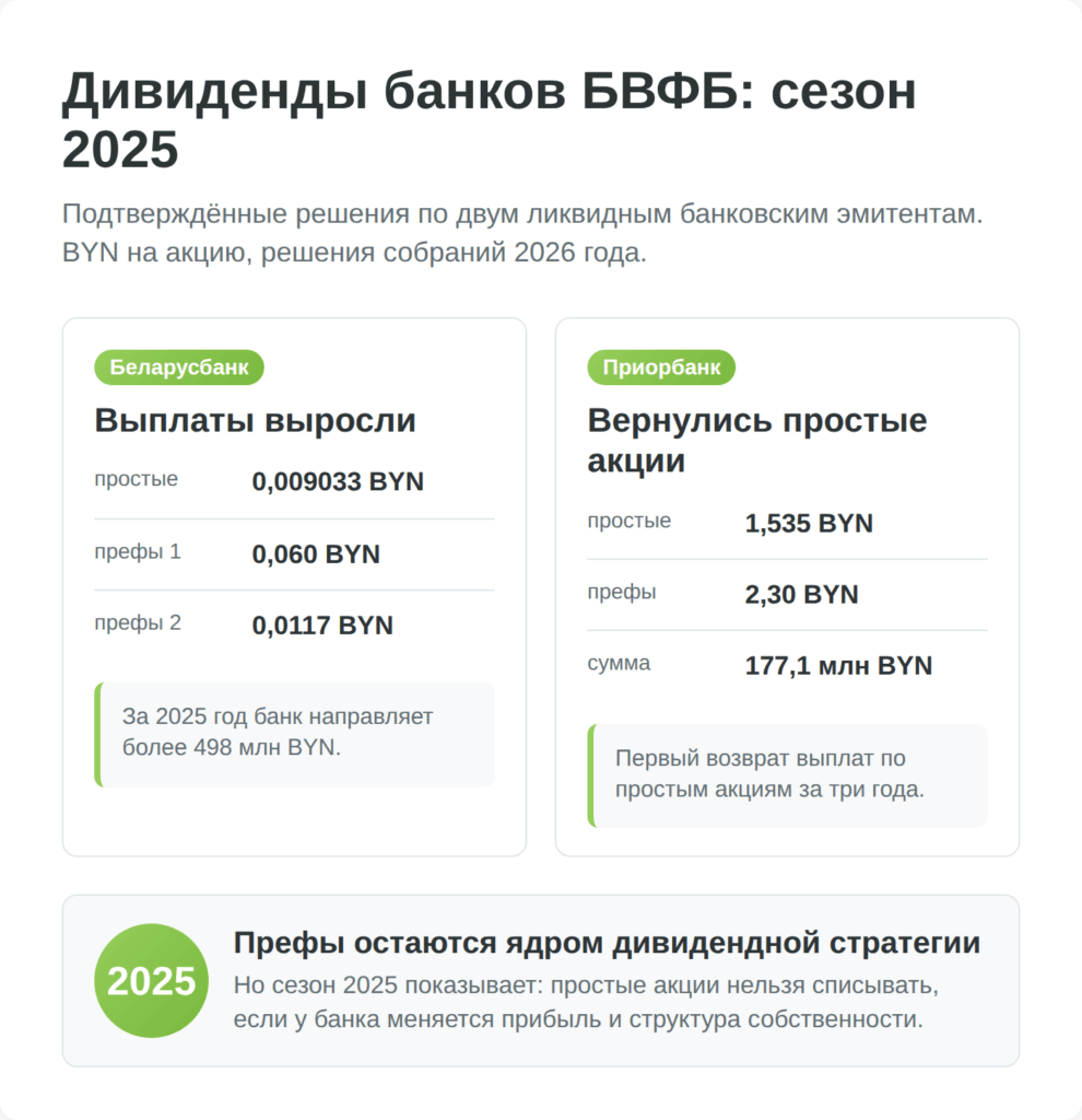 Дивиденды Беларусбанка и Приорбанка по итогам 2025 года