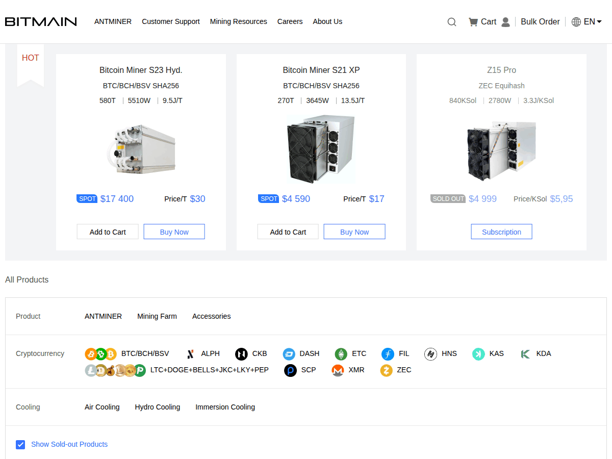 ASIC-майнеры Bitmain — цены март 2026