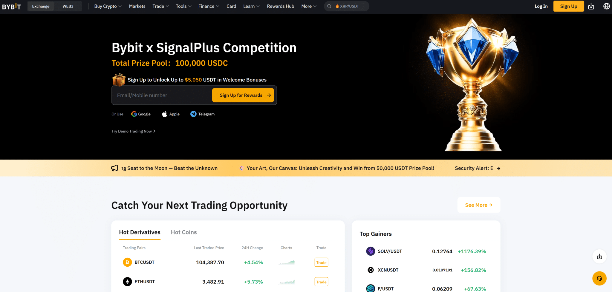 Главная страница Bybit