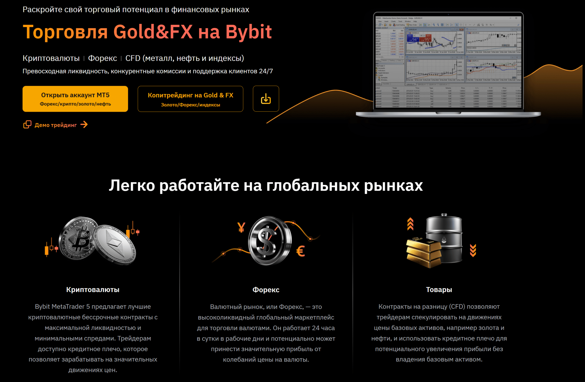 Gold&FX торговля через MetaTrader 5 на Bybit