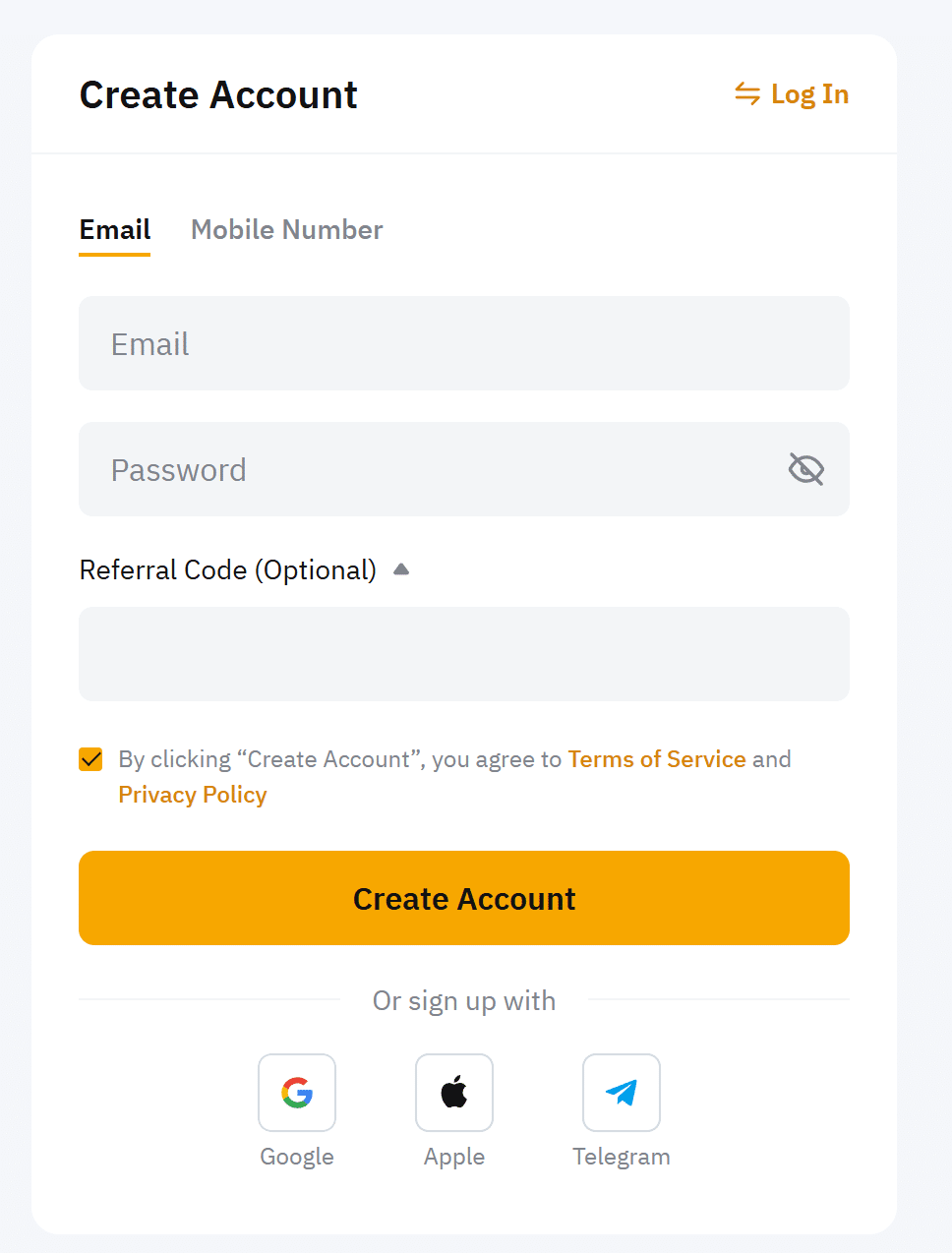 Форма регистрации Bybit