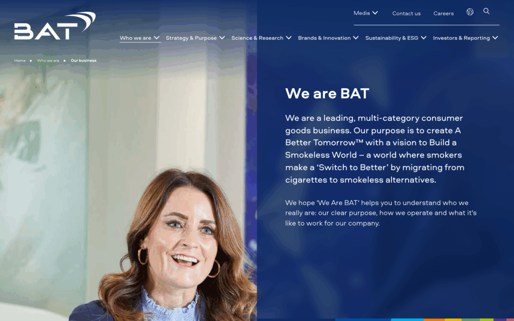 Официальная страница British American Tobacco с описанием стратегии бездымного бизнеса