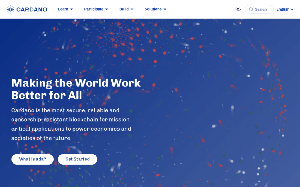 Скриншот главной страницы официального сайта Cardano