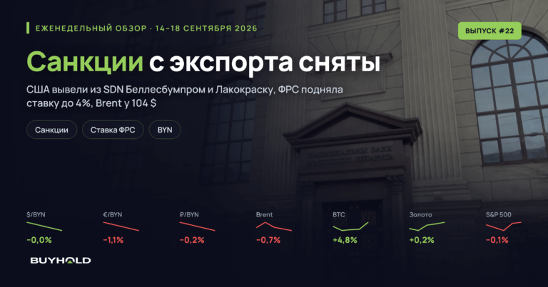 Обзор рынка 14–18 сентября 2026 со снятием санкций с двух экспортёров и Brent у 104 $